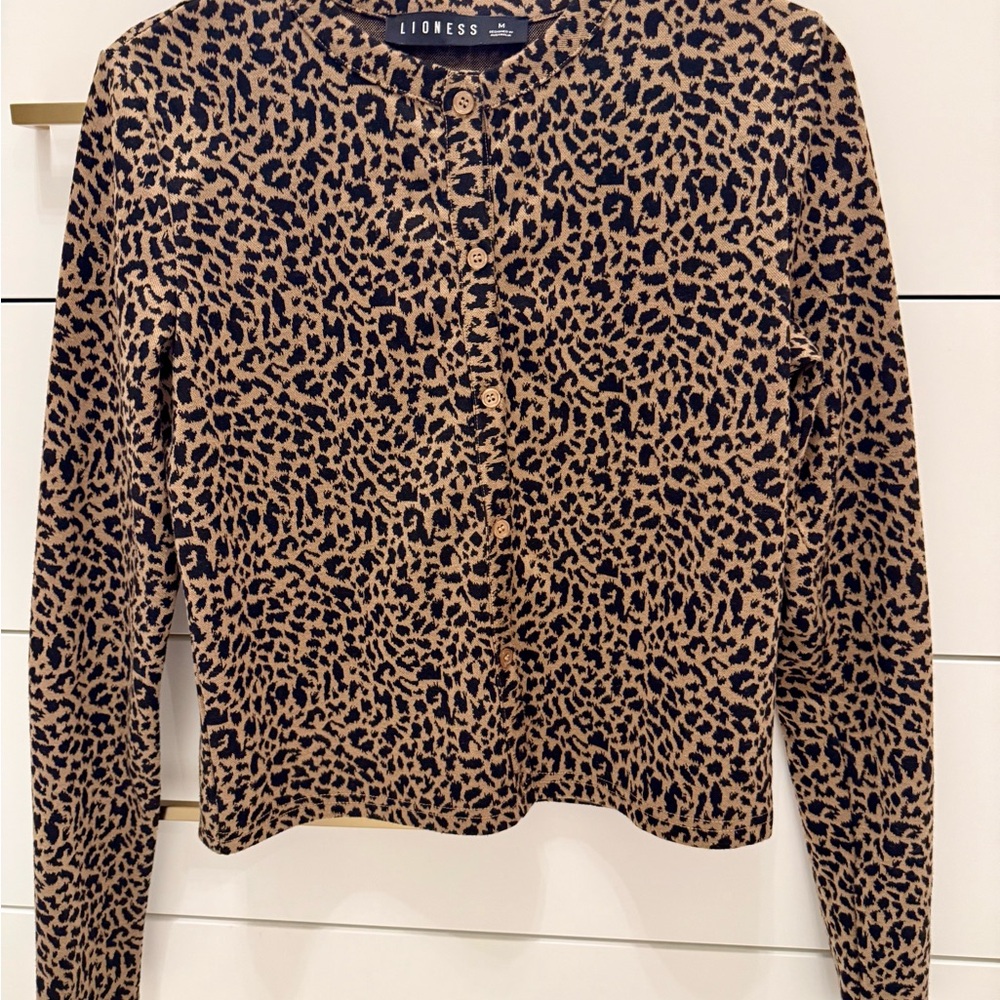 Lioness Black and Tan Leopard Button Down Shirt